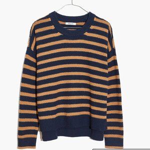 Madewell Striped Pickford Pullover Sweater - Deep Navy/Tan